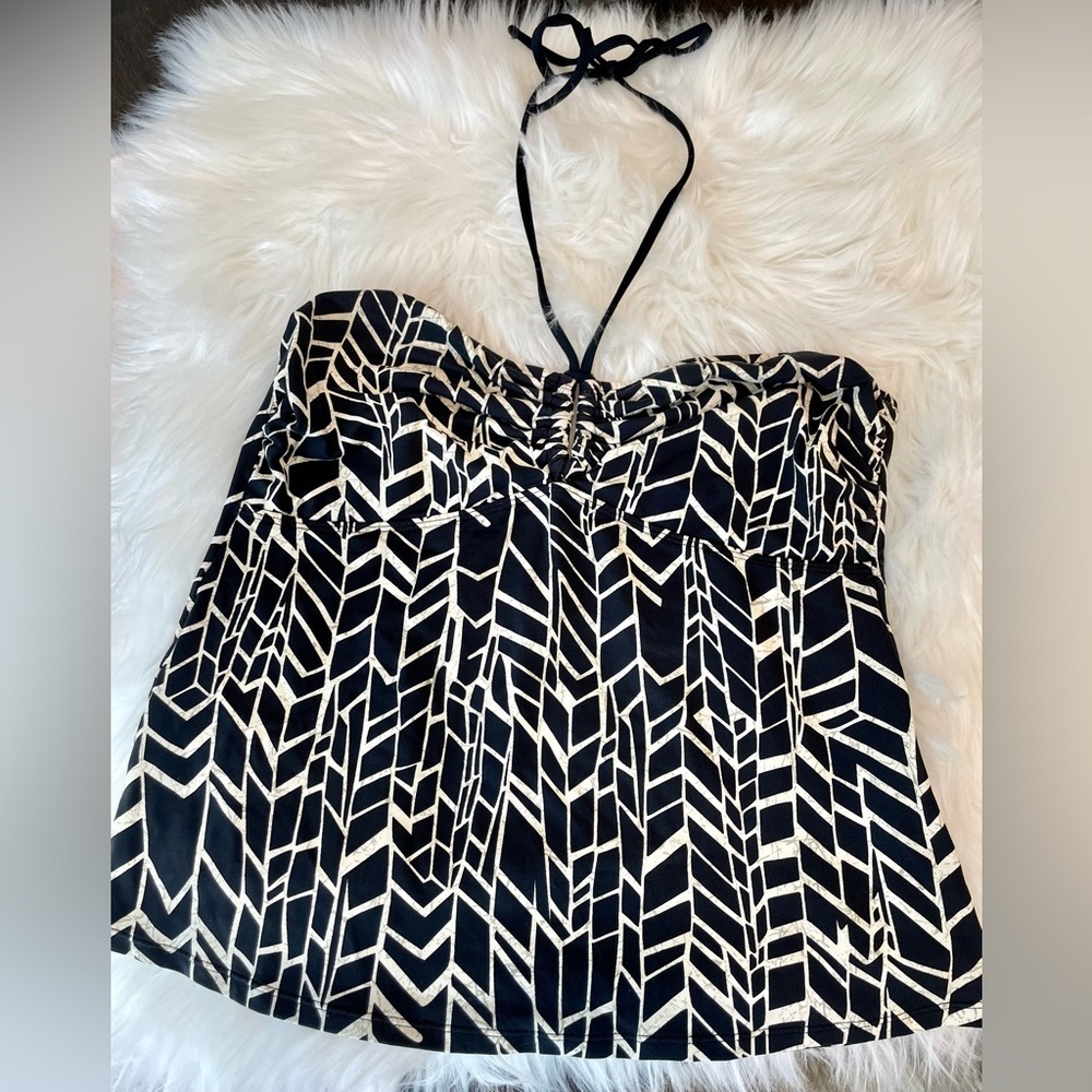 La Blanca Black and White Geometric Tankini Top